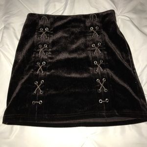 Velvet mini skirt